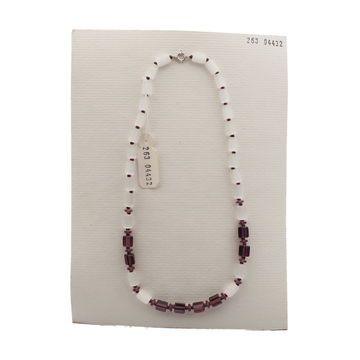 Vintage Czech necklace satin atlas purple glass beads 