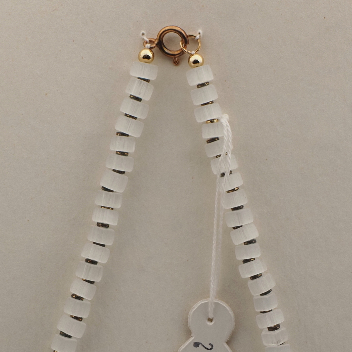 Vintage Czech necklace satin atlas pink opaline rondelle glass beads 