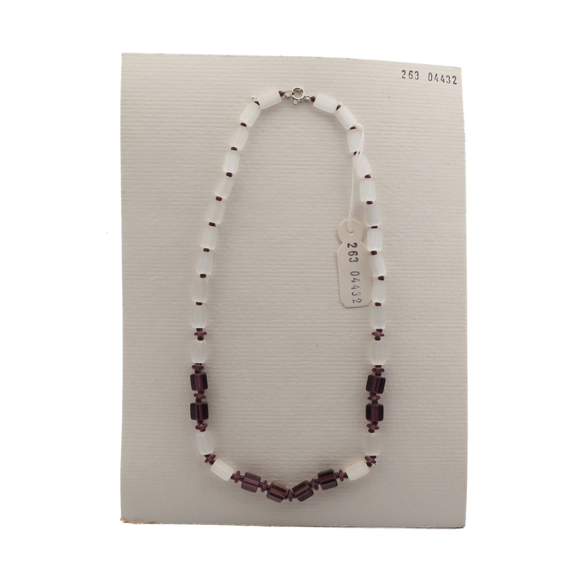 Vintage Czech necklace satin atlas purple glass beads
