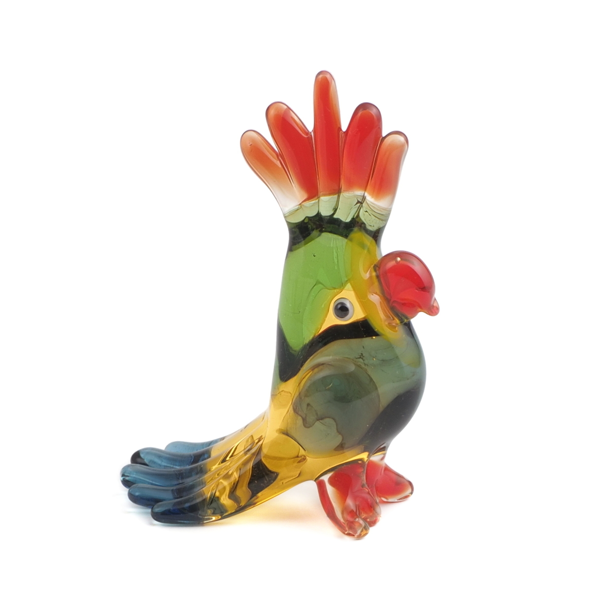 Czech hand lampwork glass tropical parrot cockatoo figurine ornament gift