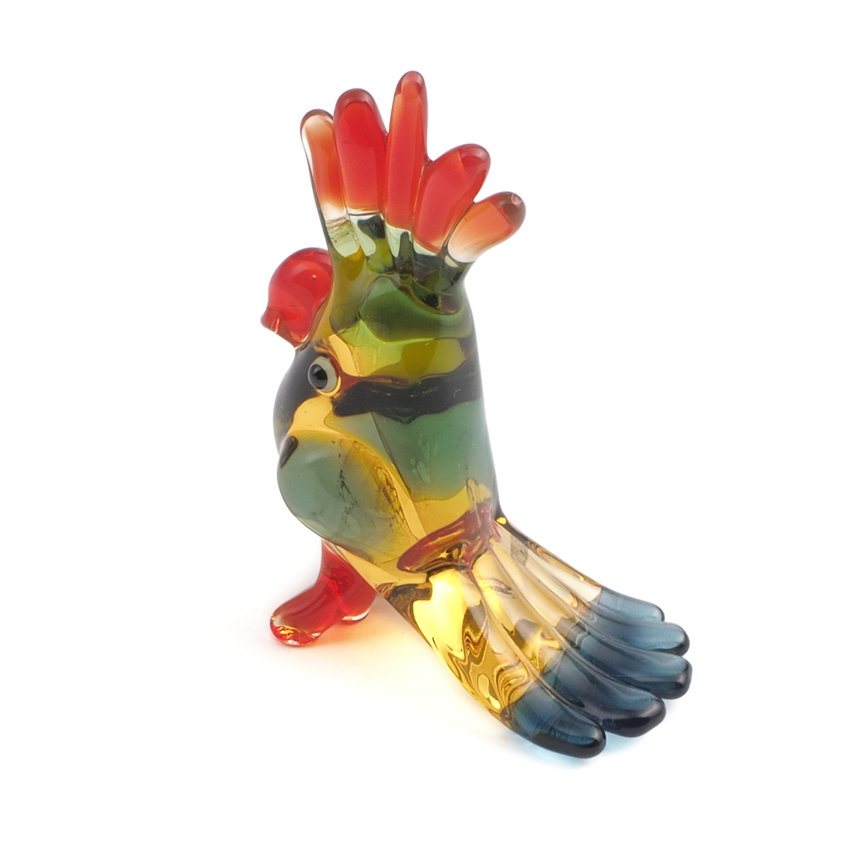 Czech hand lampwork glass tropical parrot cockatoo figurine ornament gift
