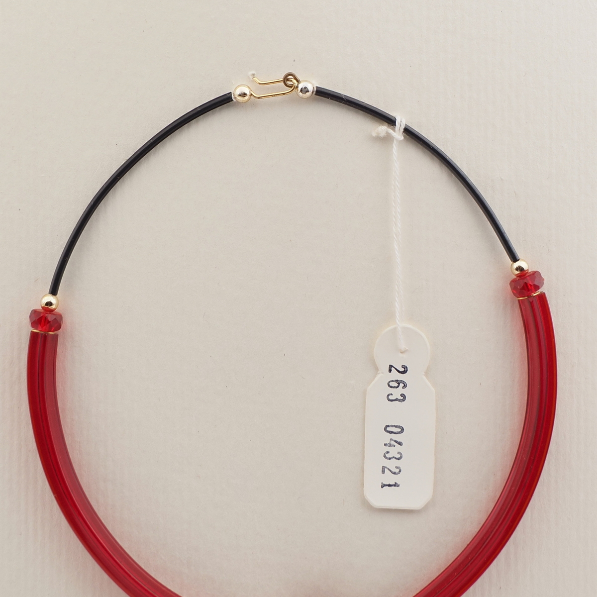 Vintage Czech choker necklace red pentagon arc rondelle glass beads