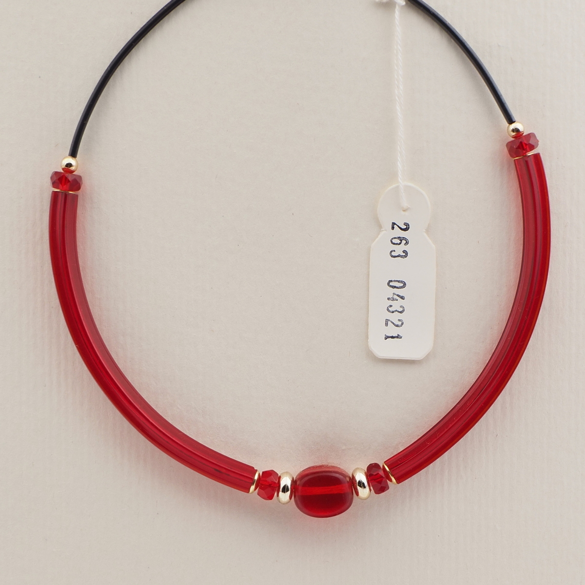 Vintage Czech choker necklace red pentagon arc rondelle glass beads