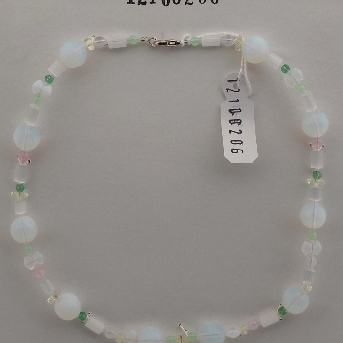 Czech vintage pendant necklace satin atlas opaline glass beads