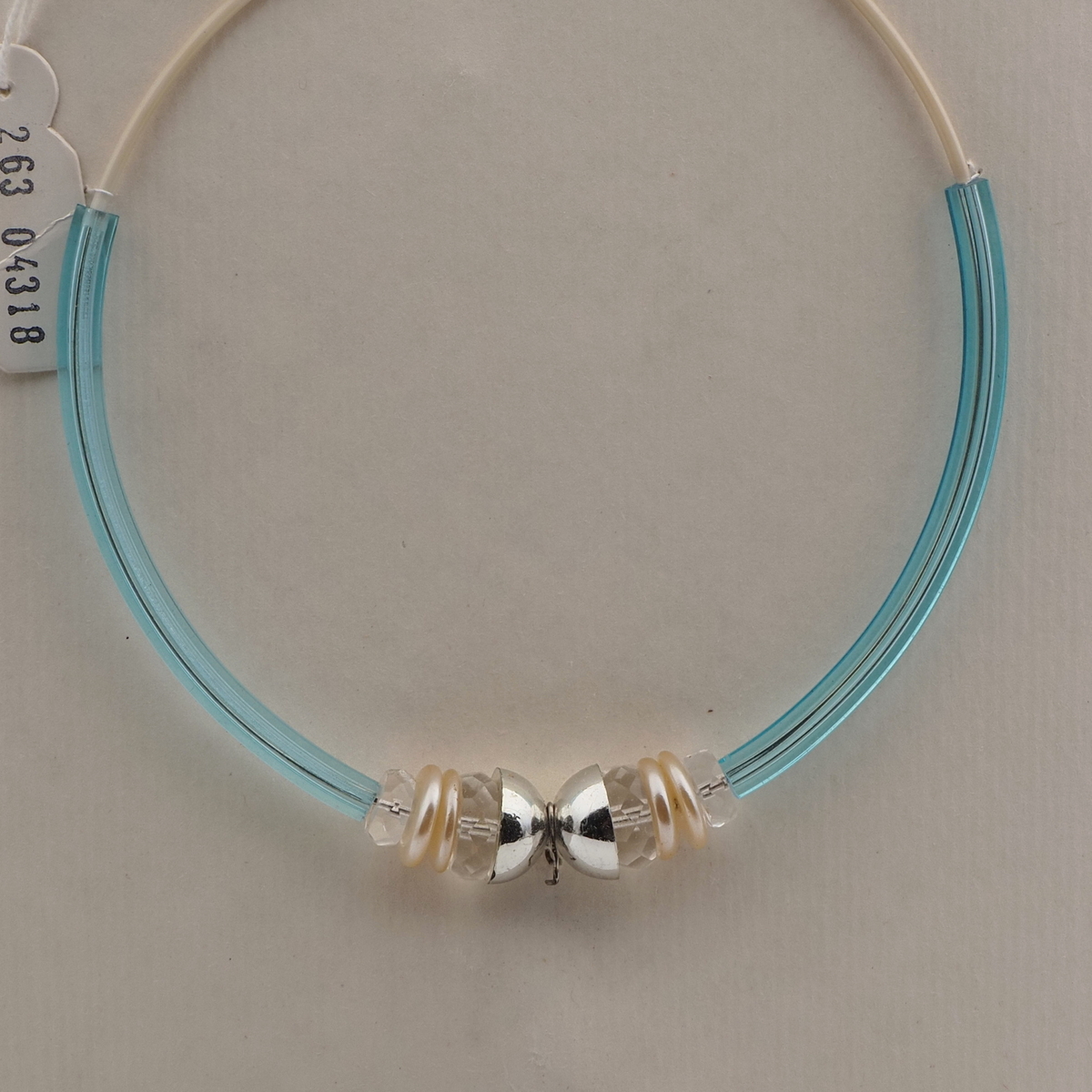 Vintage Czech choker necklace blue pentagon arc crystal rondelle glass beads