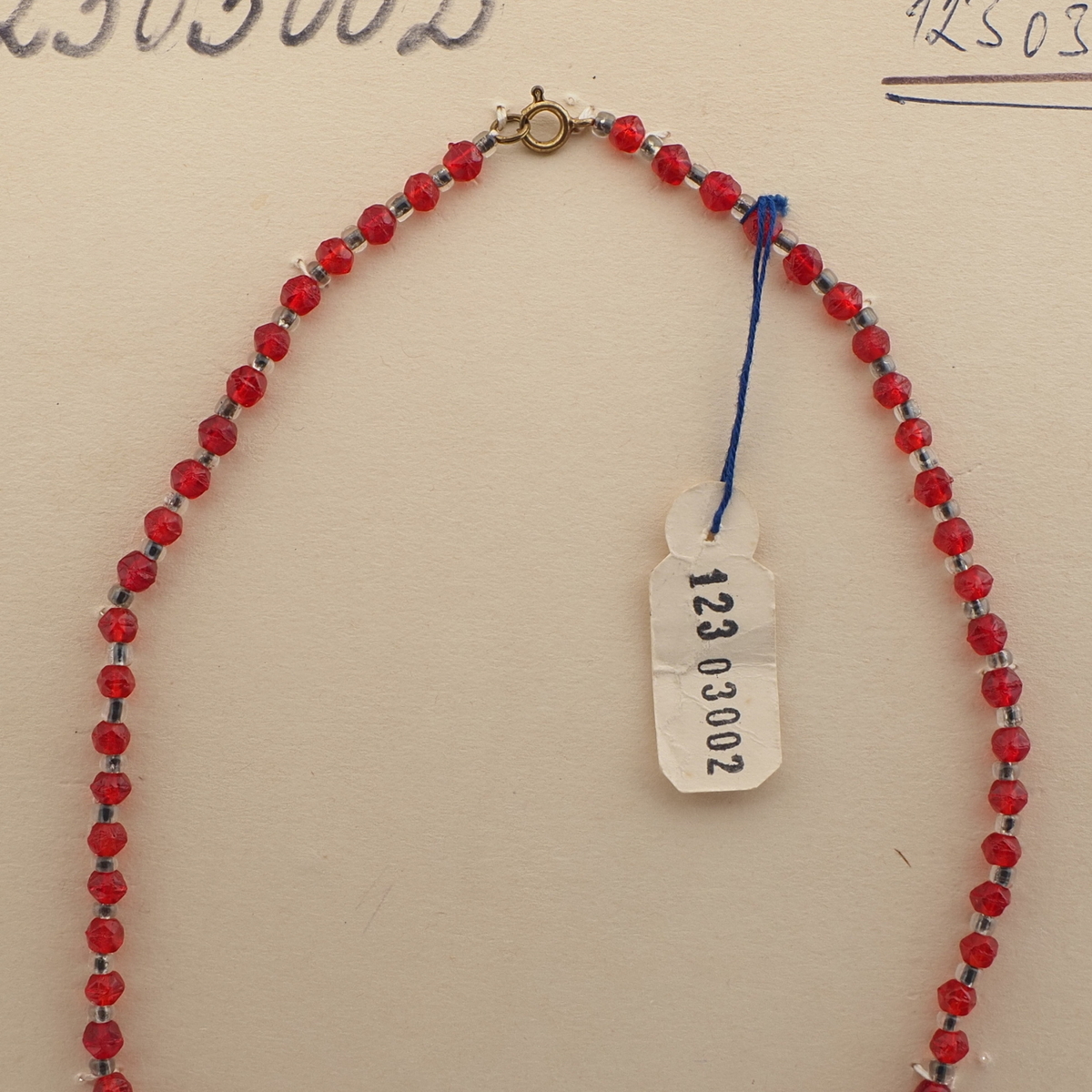 Czech vintage souvenir pendant necklace red glass beads