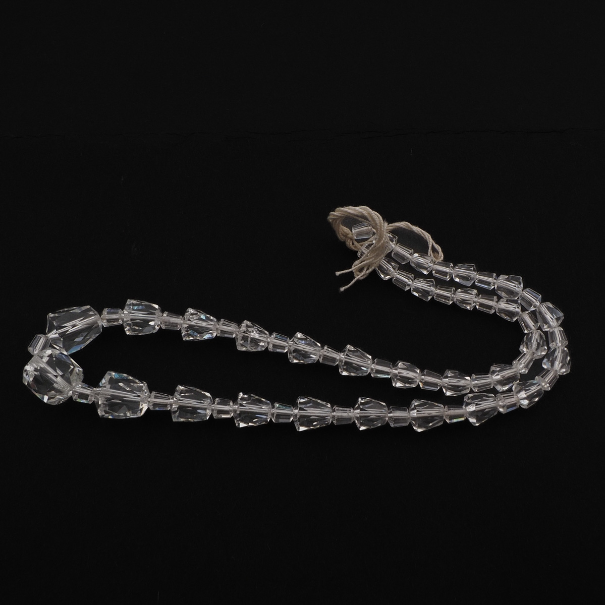 Vintage Czech necklace element cone bugle faceted crystal clear glass beads 