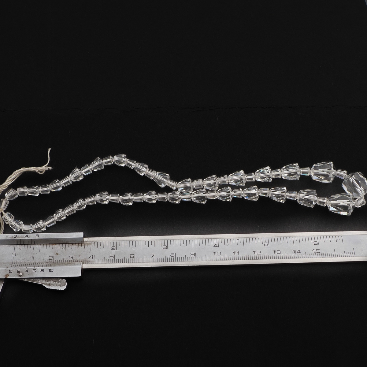 Vintage Czech necklace element cone bugle faceted crystal clear glass beads 