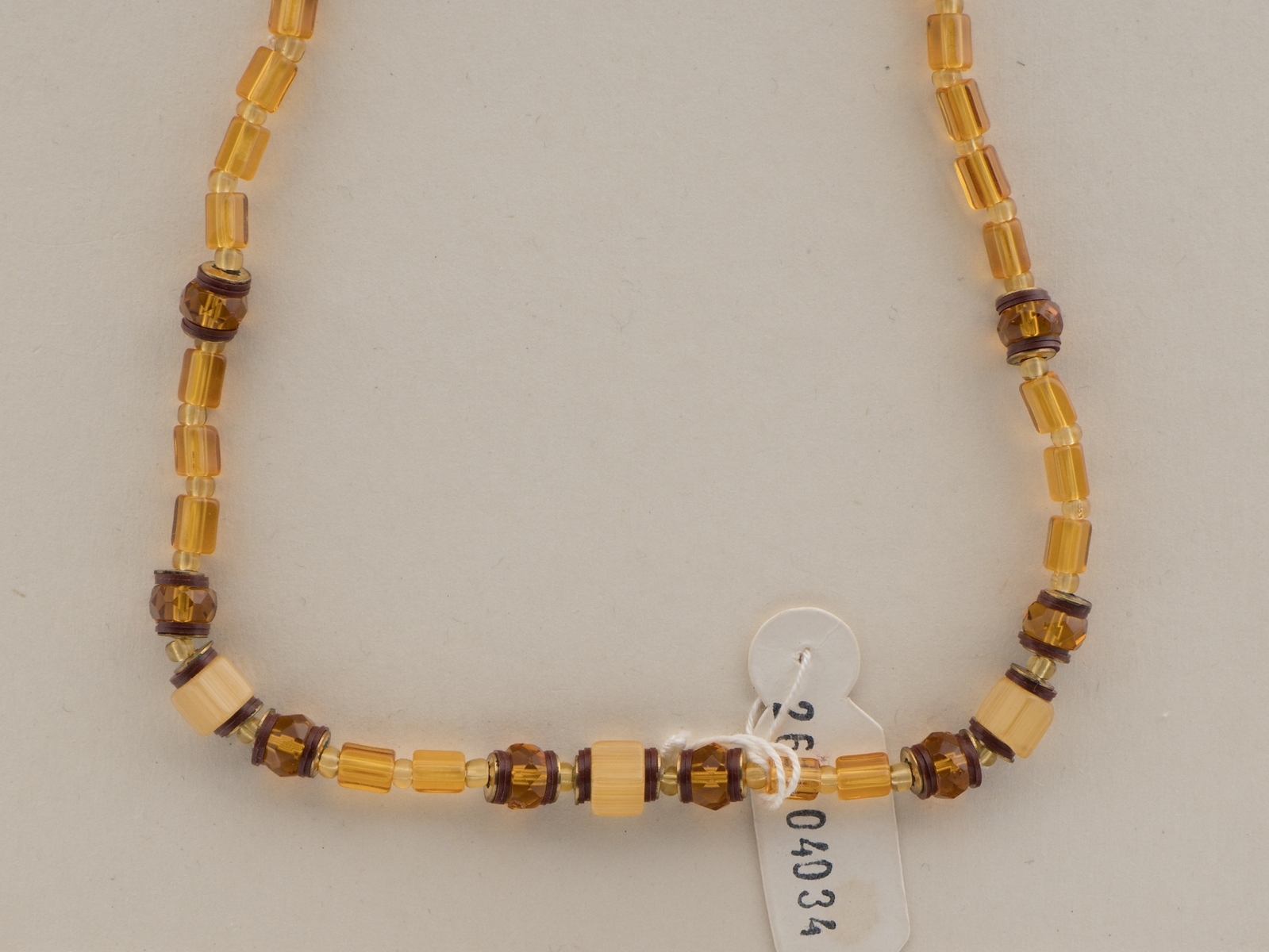Vintage Czech necklace topaz  bugle rondelle glass beads 