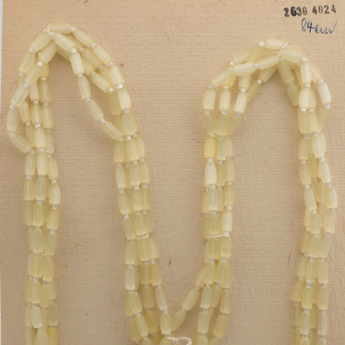 Vintage Czech 4 strand necklace yellow satin atlas glass beads 