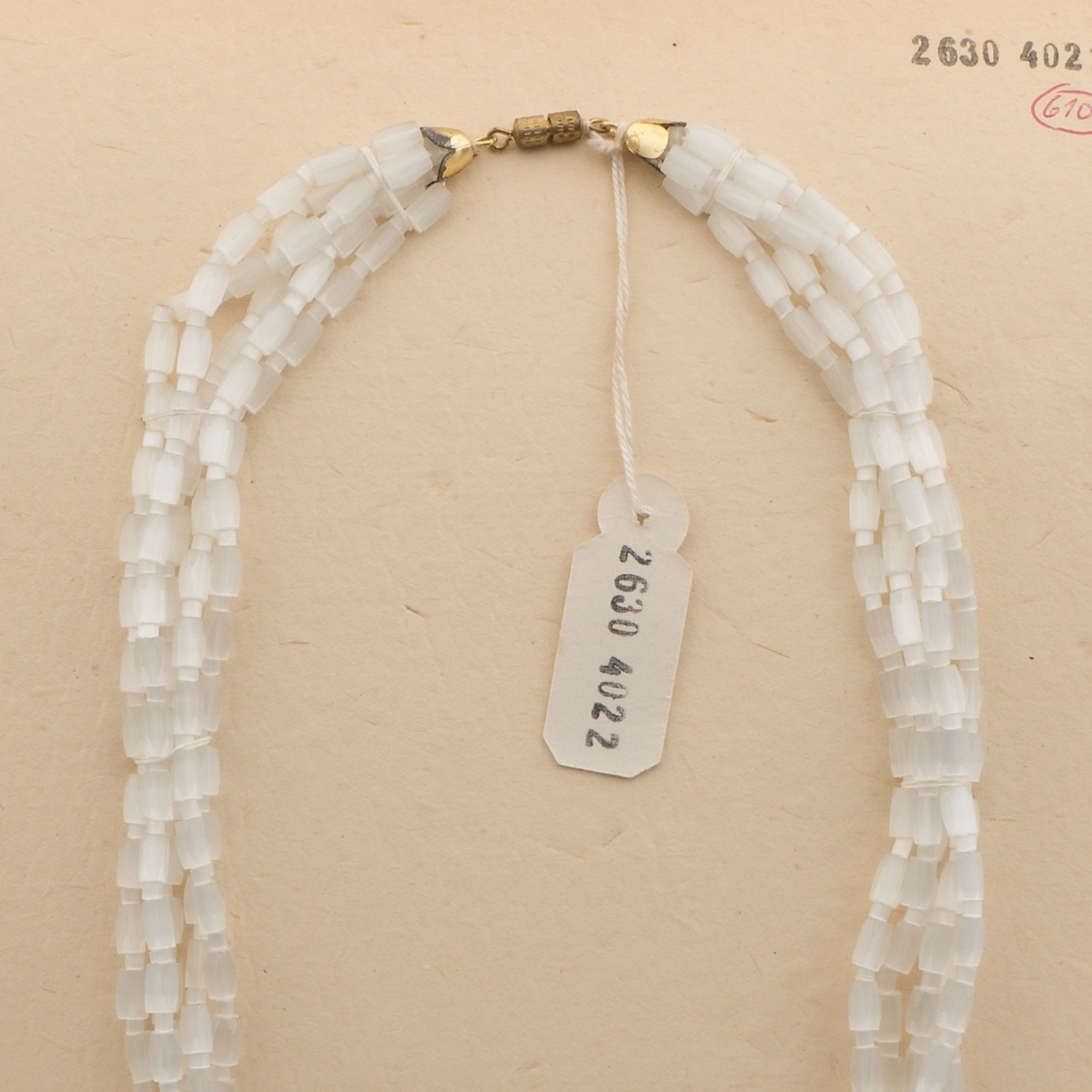 Vintage Czech 5 strand necklace frost satin atlas glass beads 