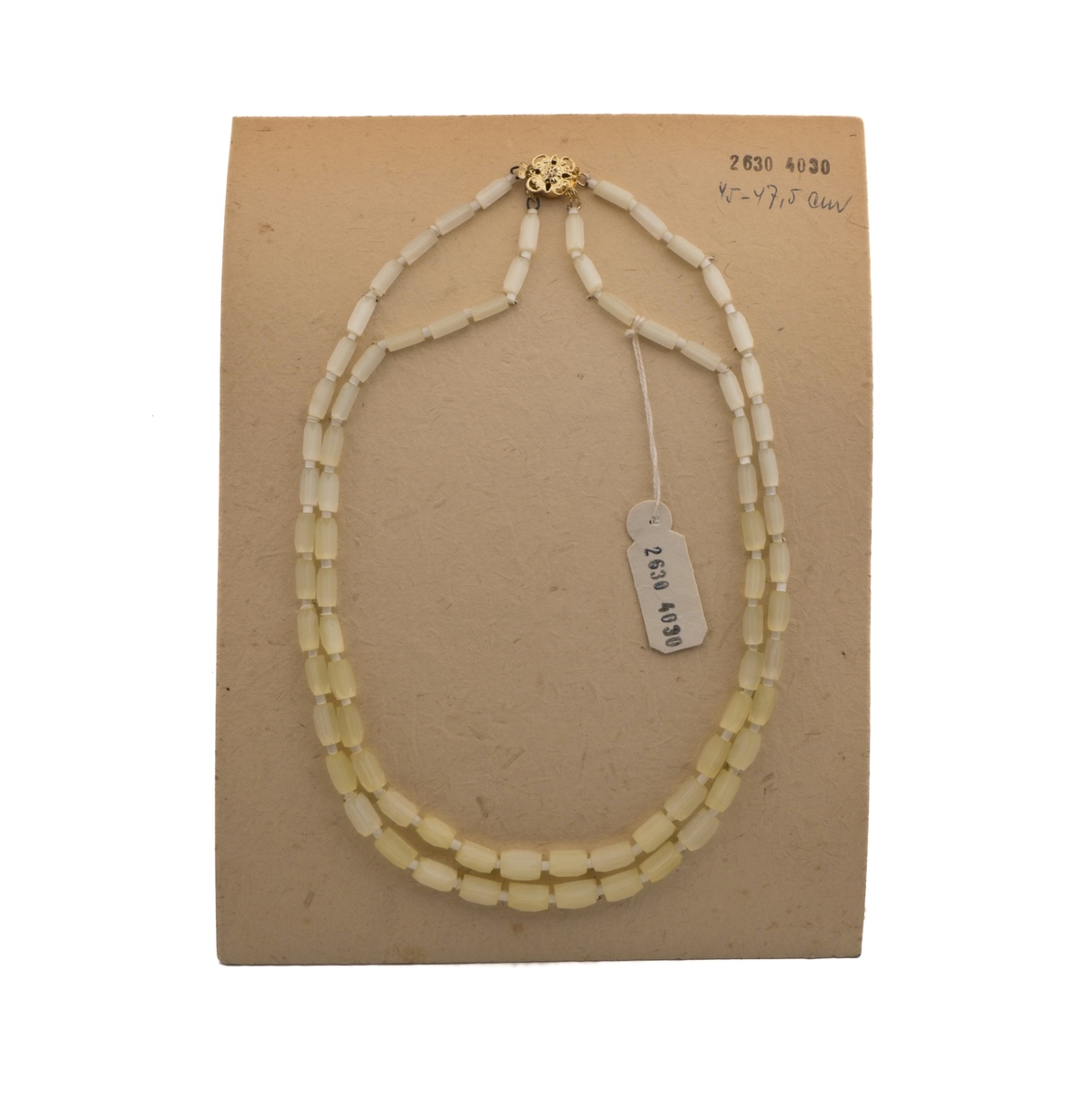Vintage Czech 2 strand necklace yellow satin atlas glass beads 