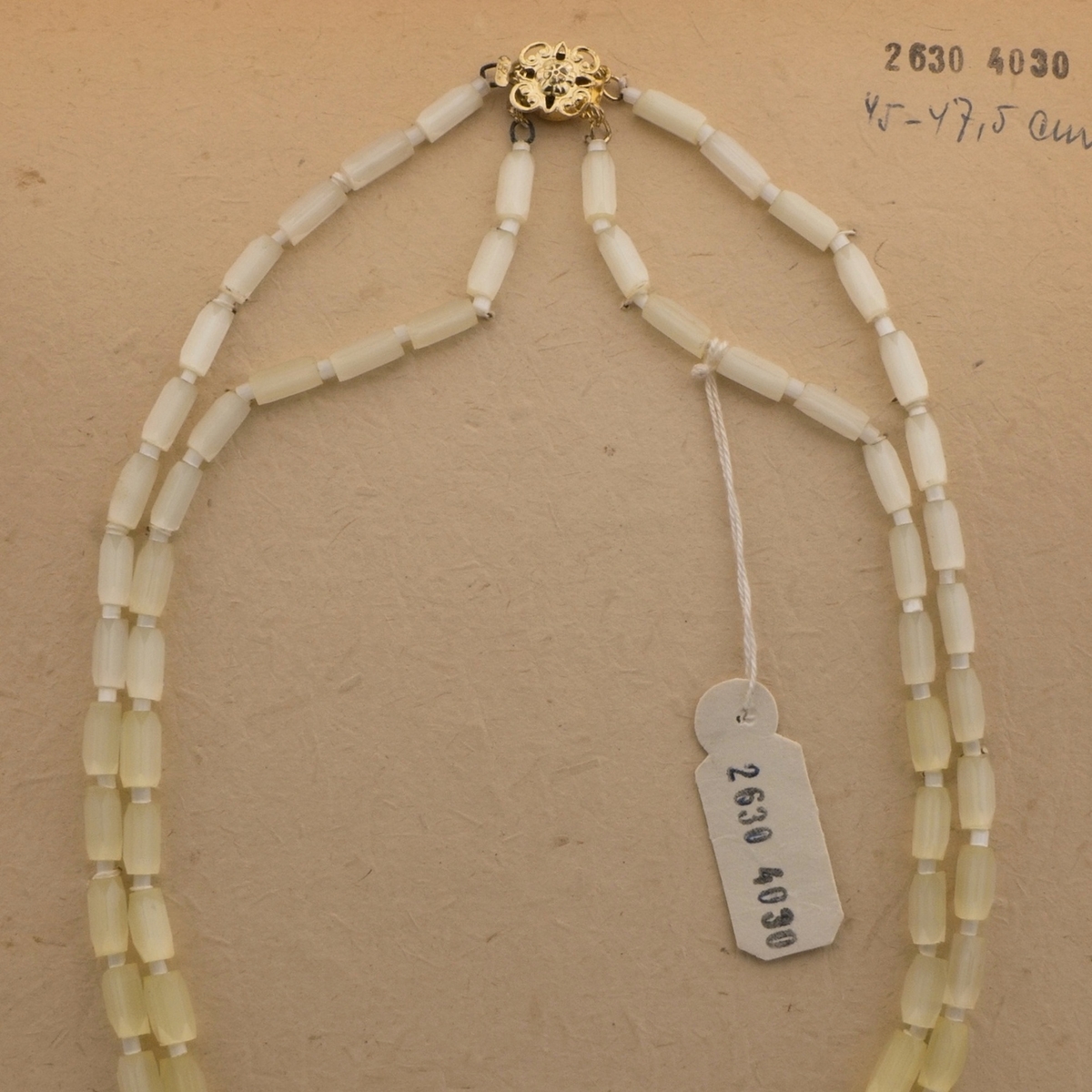 Vintage Czech 2 strand necklace yellow satin atlas glass beads 