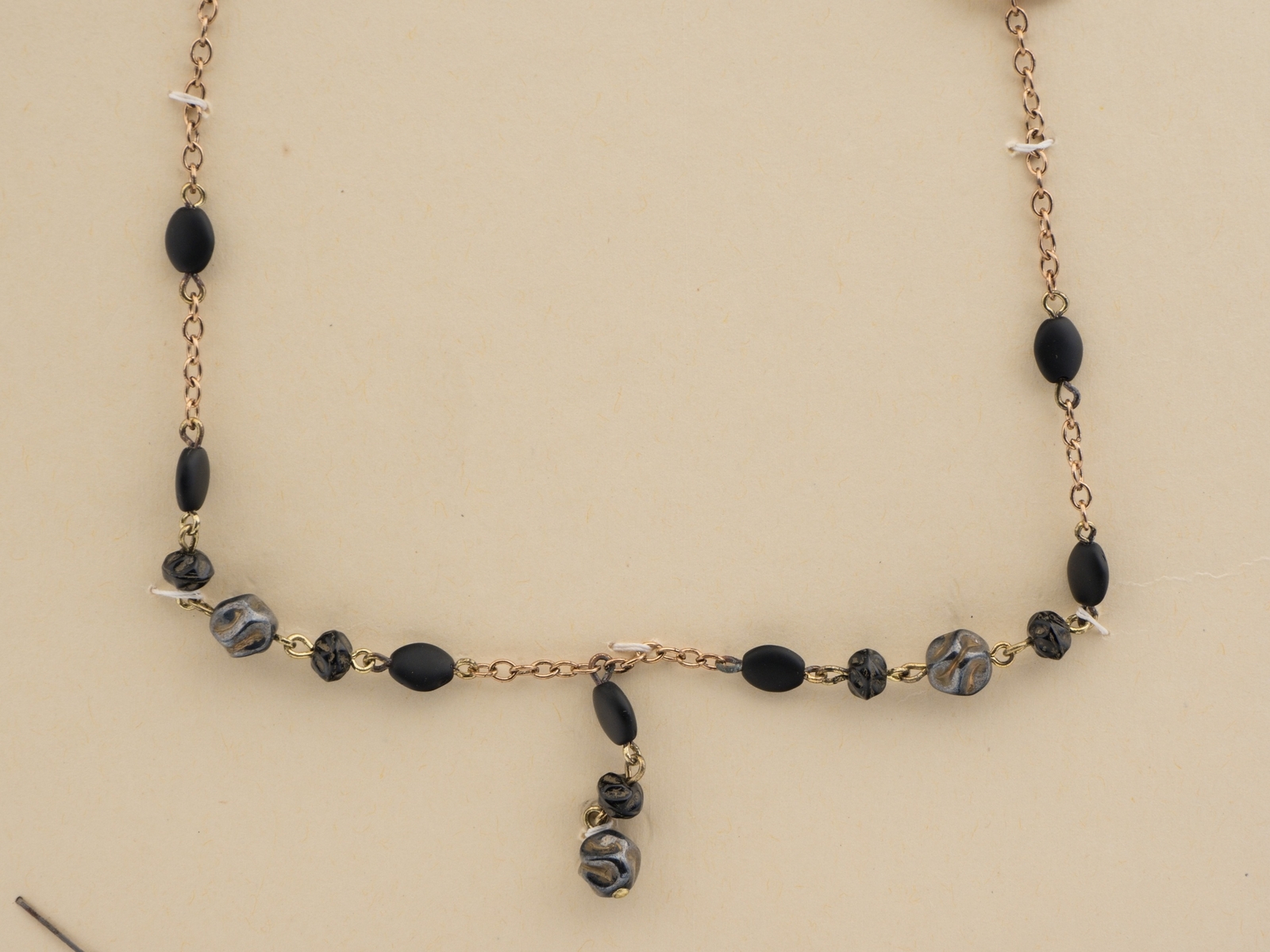 Vintage Czech gold chain glass bead necklace for repair