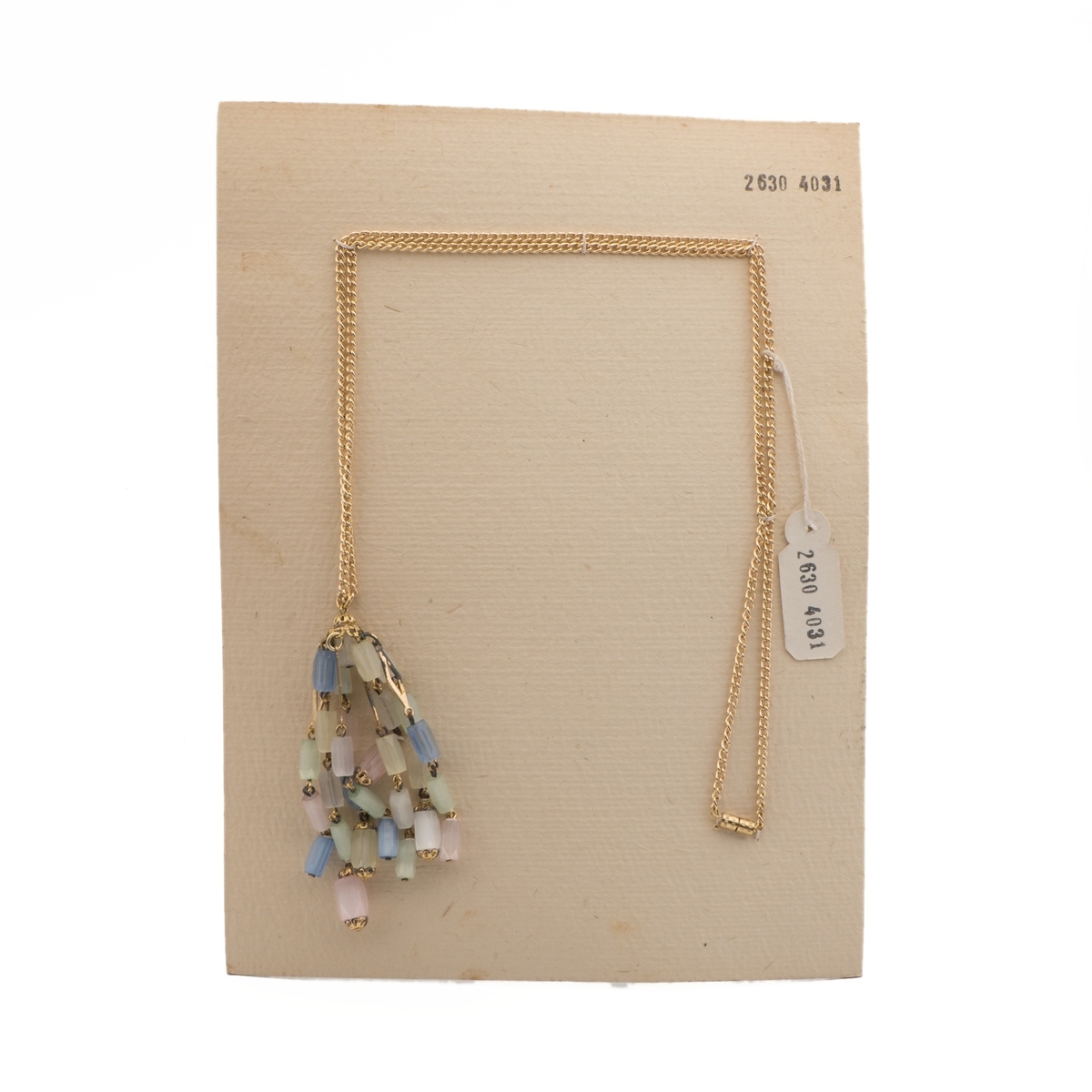 Czech vintage gold chain pendant necklace satin atlas glass beads