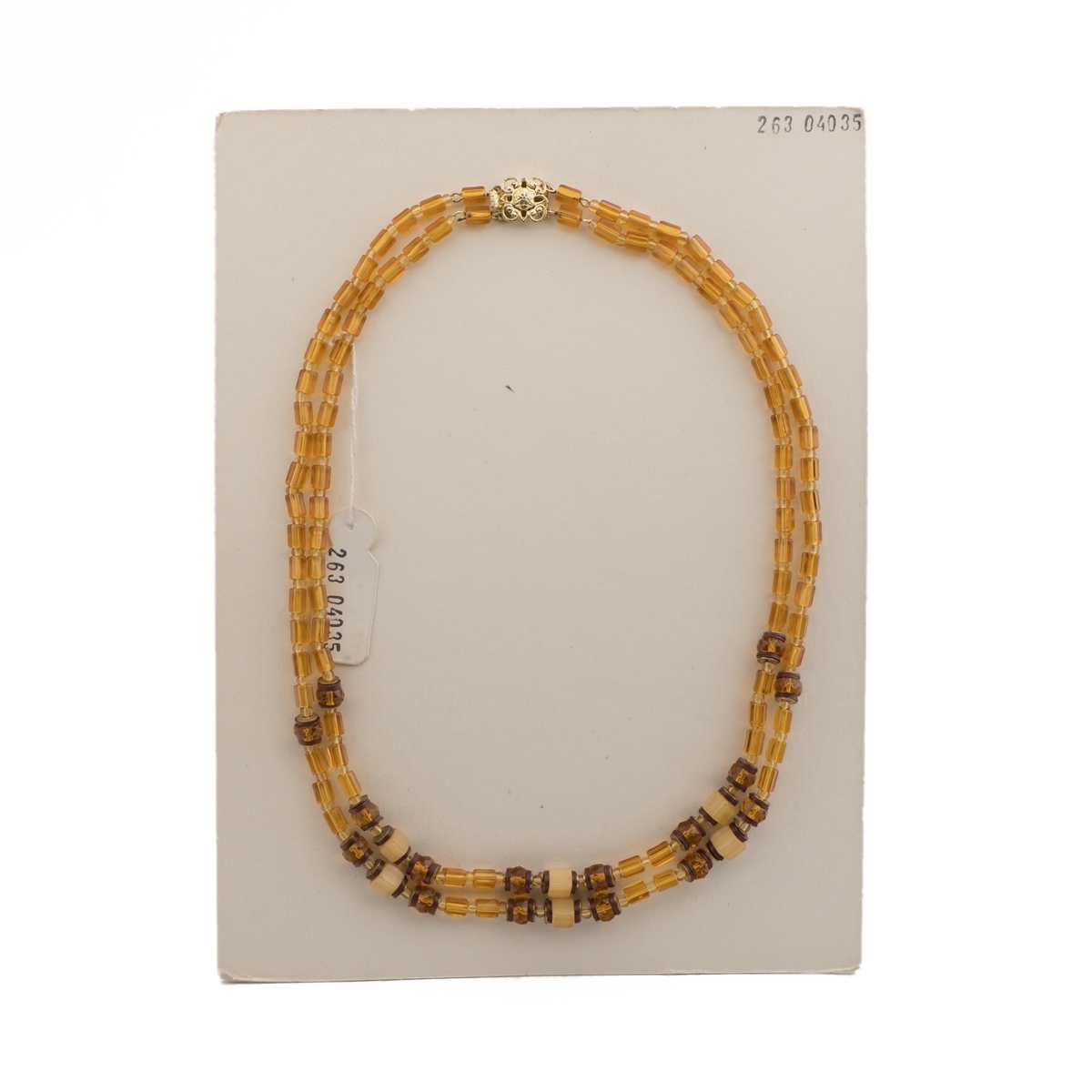 Vintage Czech 2 strand necklace topaz glass beads 