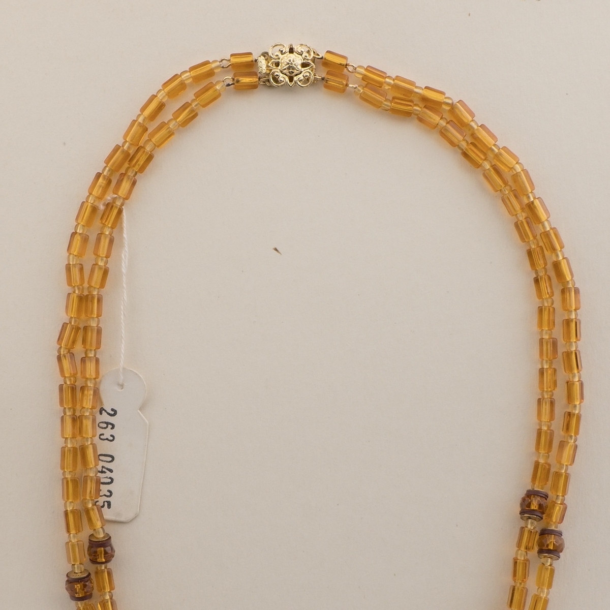 Vintage Czech 2 strand necklace topaz glass beads 