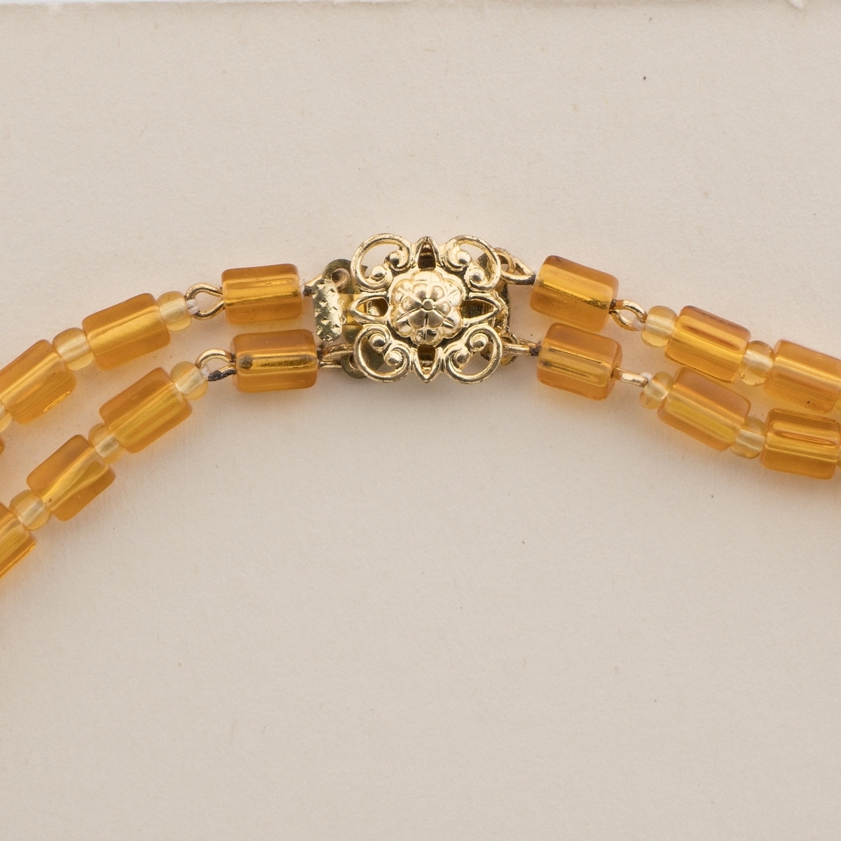 Vintage Czech 2 strand necklace topaz glass beads 