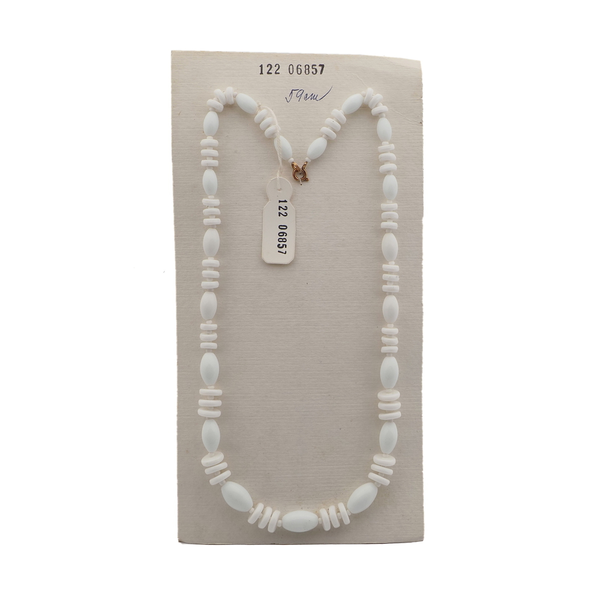 Vintage Czech necklace white oval rondelle glass beads 