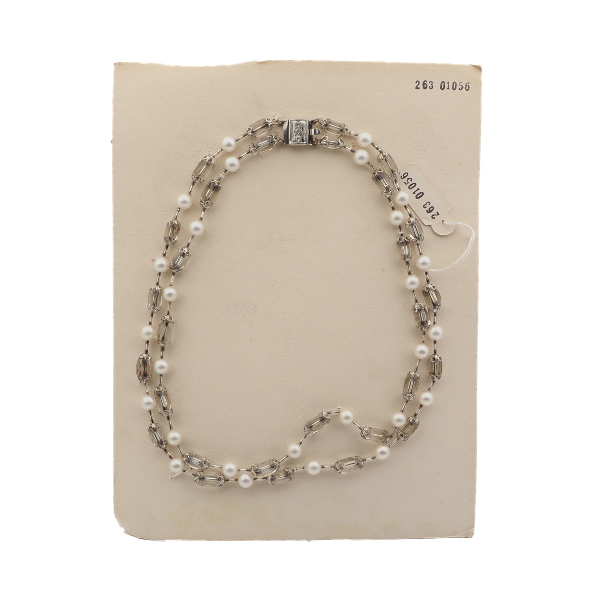 Vintage Czech 2 strand necklace clear pentagon pearl glass beads 