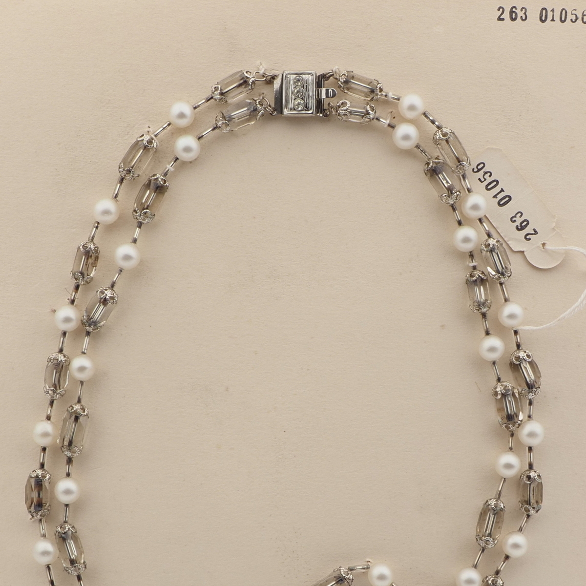Vintage Czech 2 strand necklace clear pentagon pearl glass beads 
