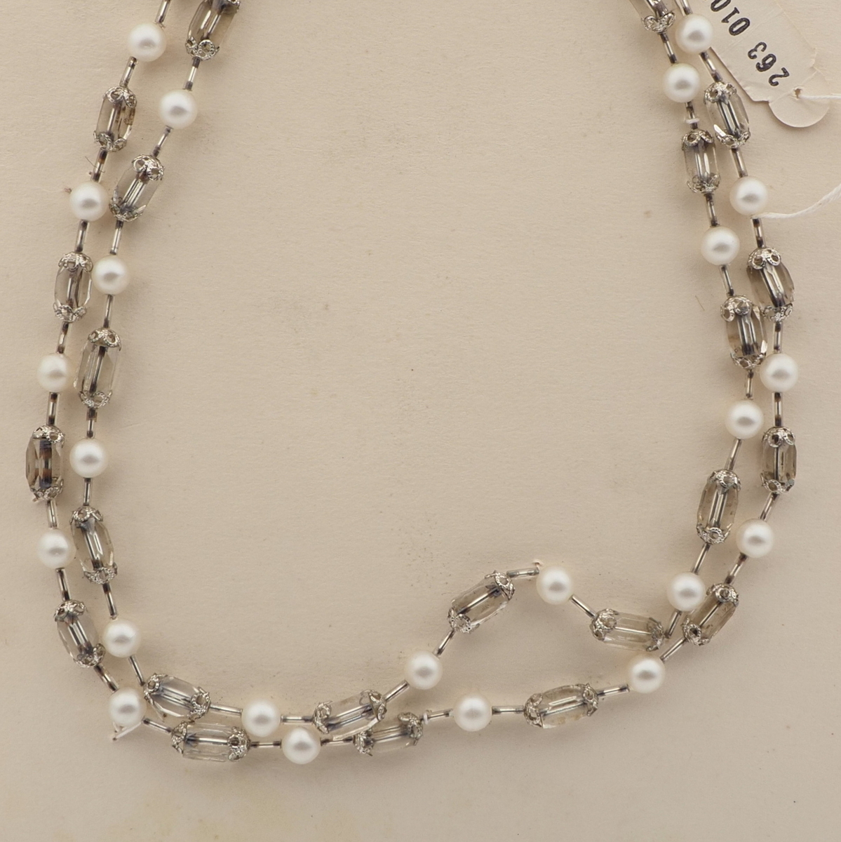Vintage Czech 2 strand necklace clear pentagon pearl glass beads 