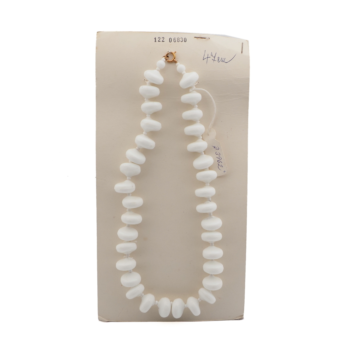 Vintage Czech necklace chunky white rondelle glass beads 