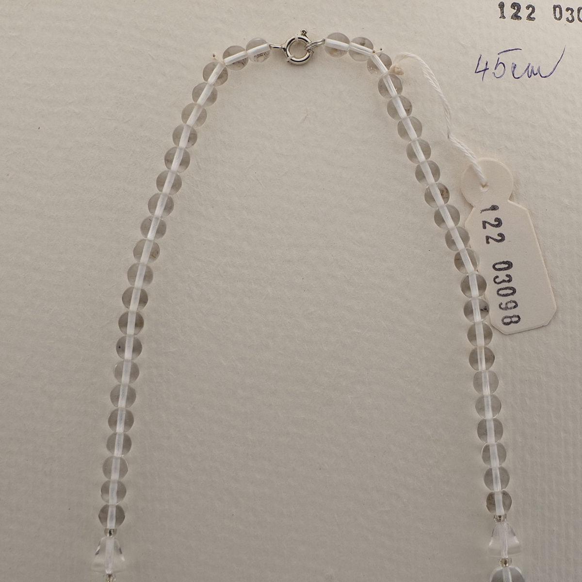 Vintage Czech necklace clear blue satin bicolor glass beads 