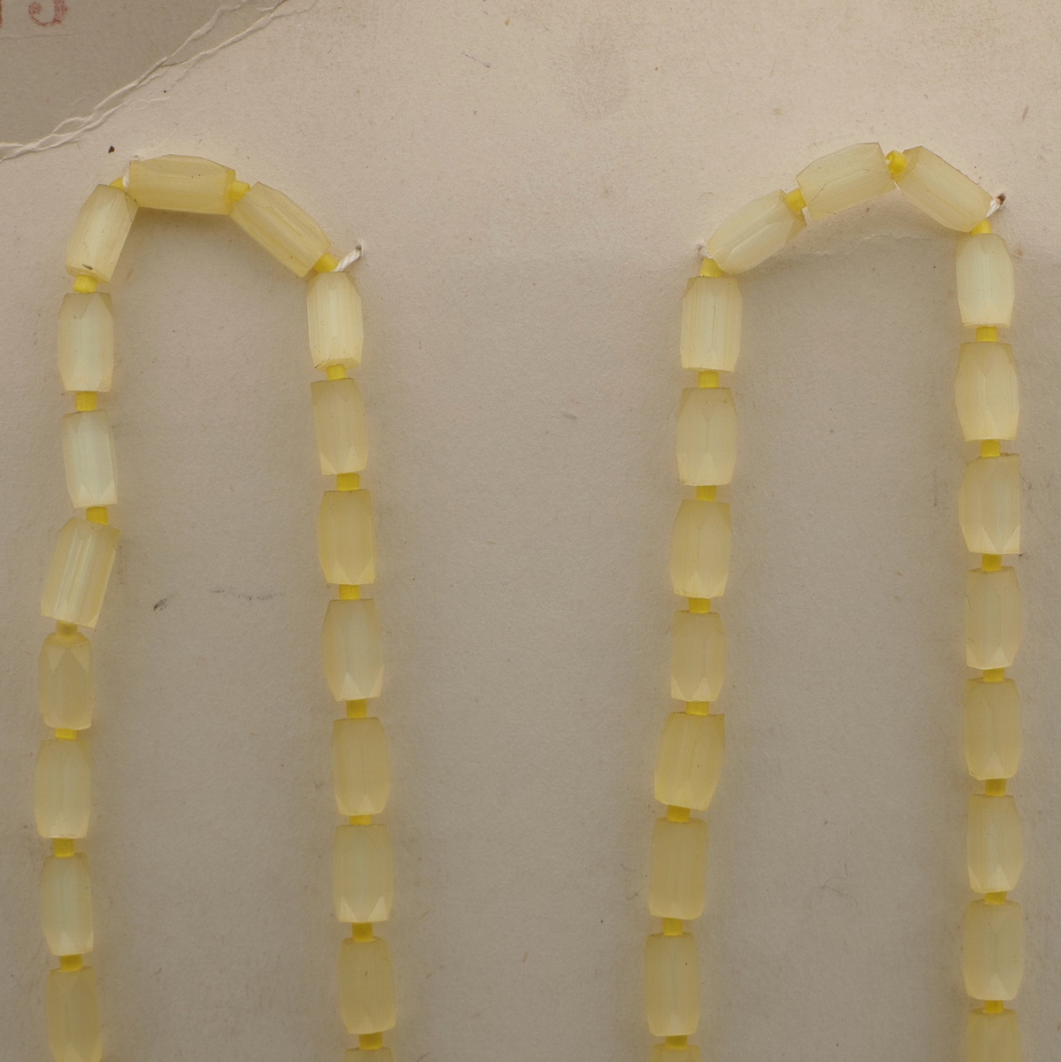 Vintage Czech necklace yellow satin atlas bugle glass beads 