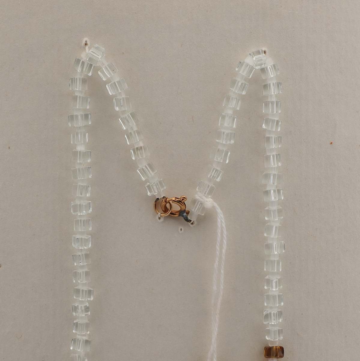 Vintage Czech necklace clear topaz pentagon rondelle glass beads 