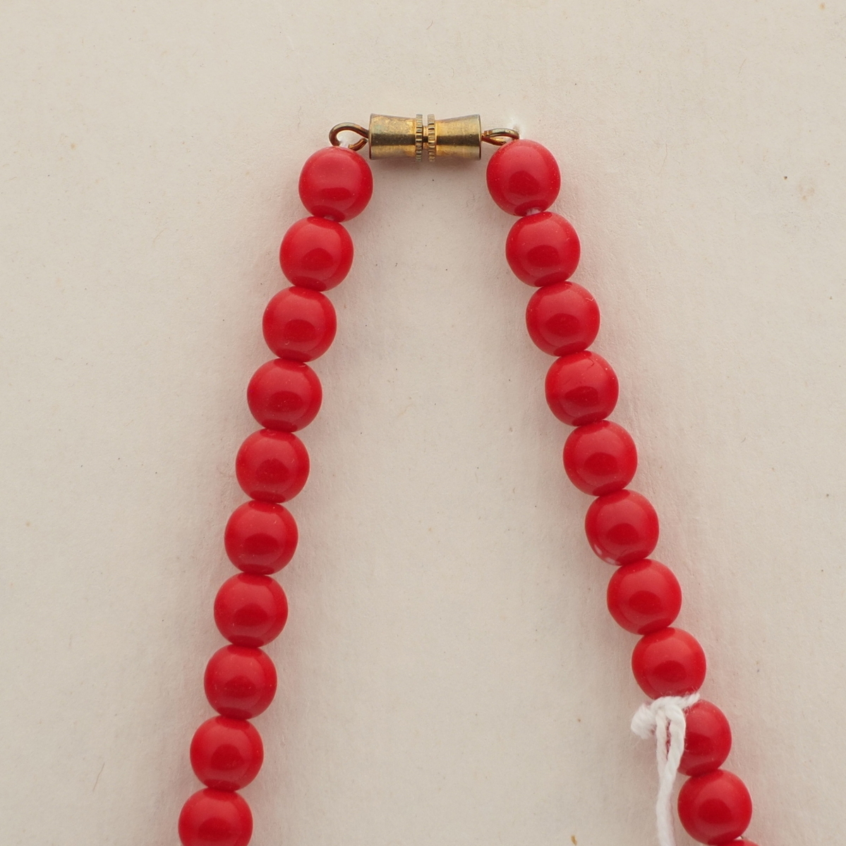 Vintage Czech necklace red white rondelle round glass beads 