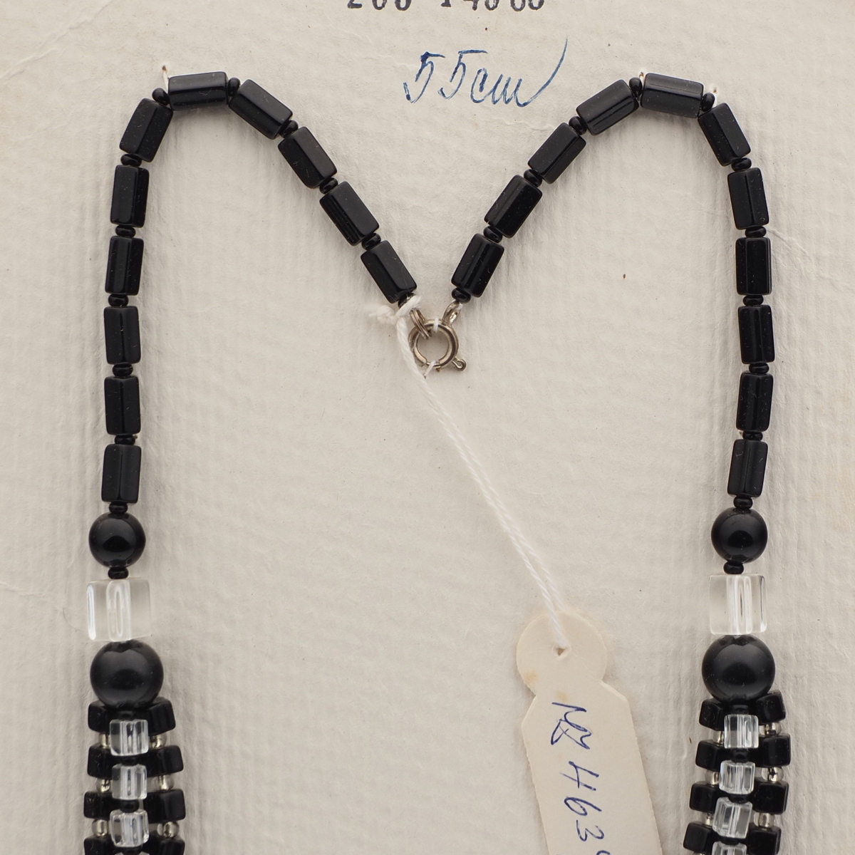 Vintage Czech 1 to 3 strand necklace black clear glass beads