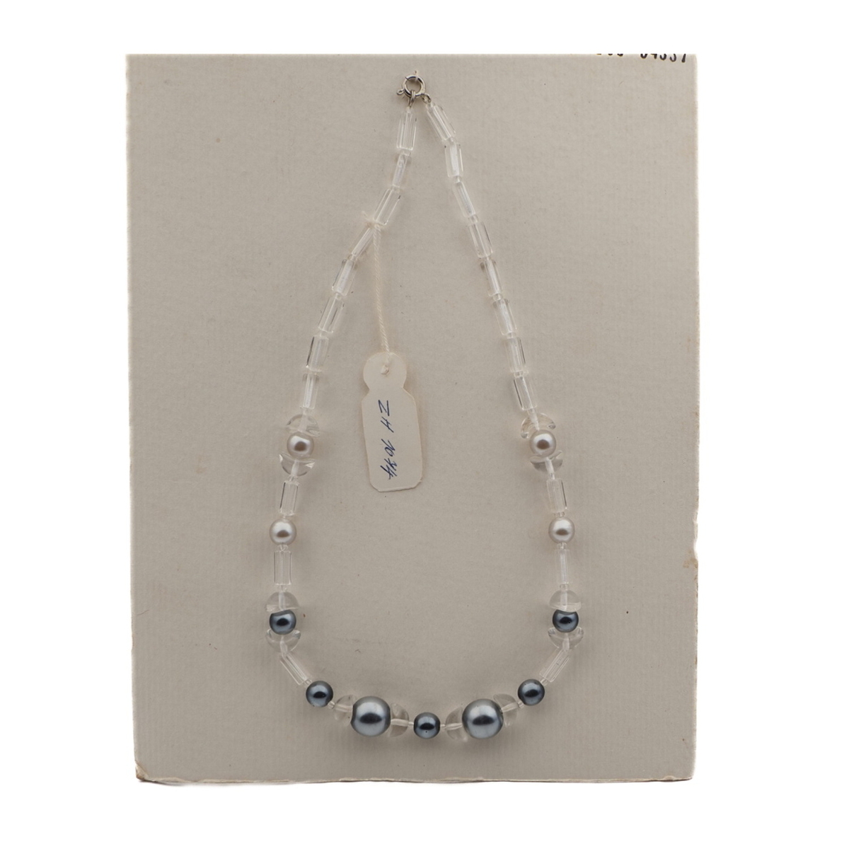 Vintage Czech necklace clear pearl glass beads 