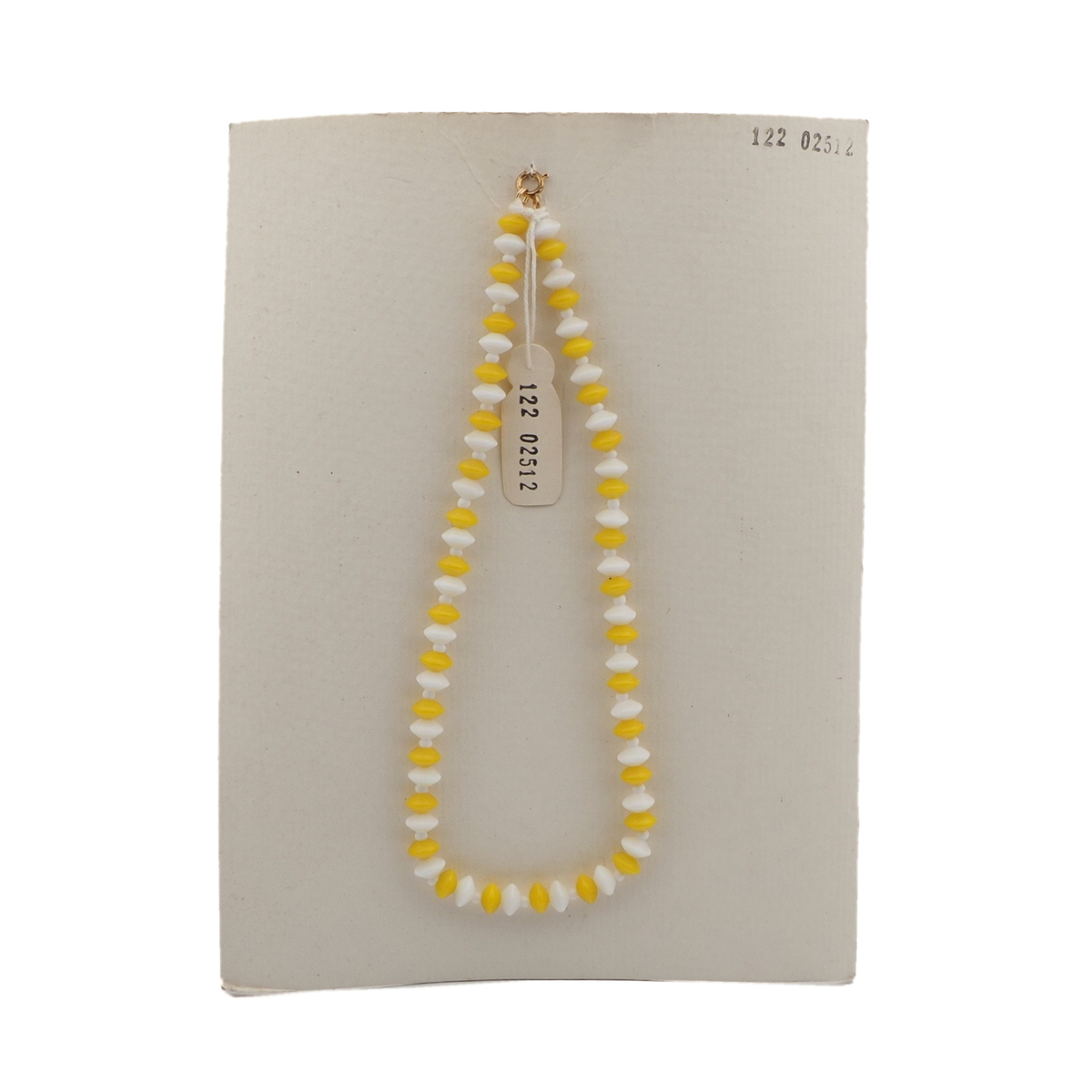 Vintage Czech necklace yellow white rondelle glass beads 