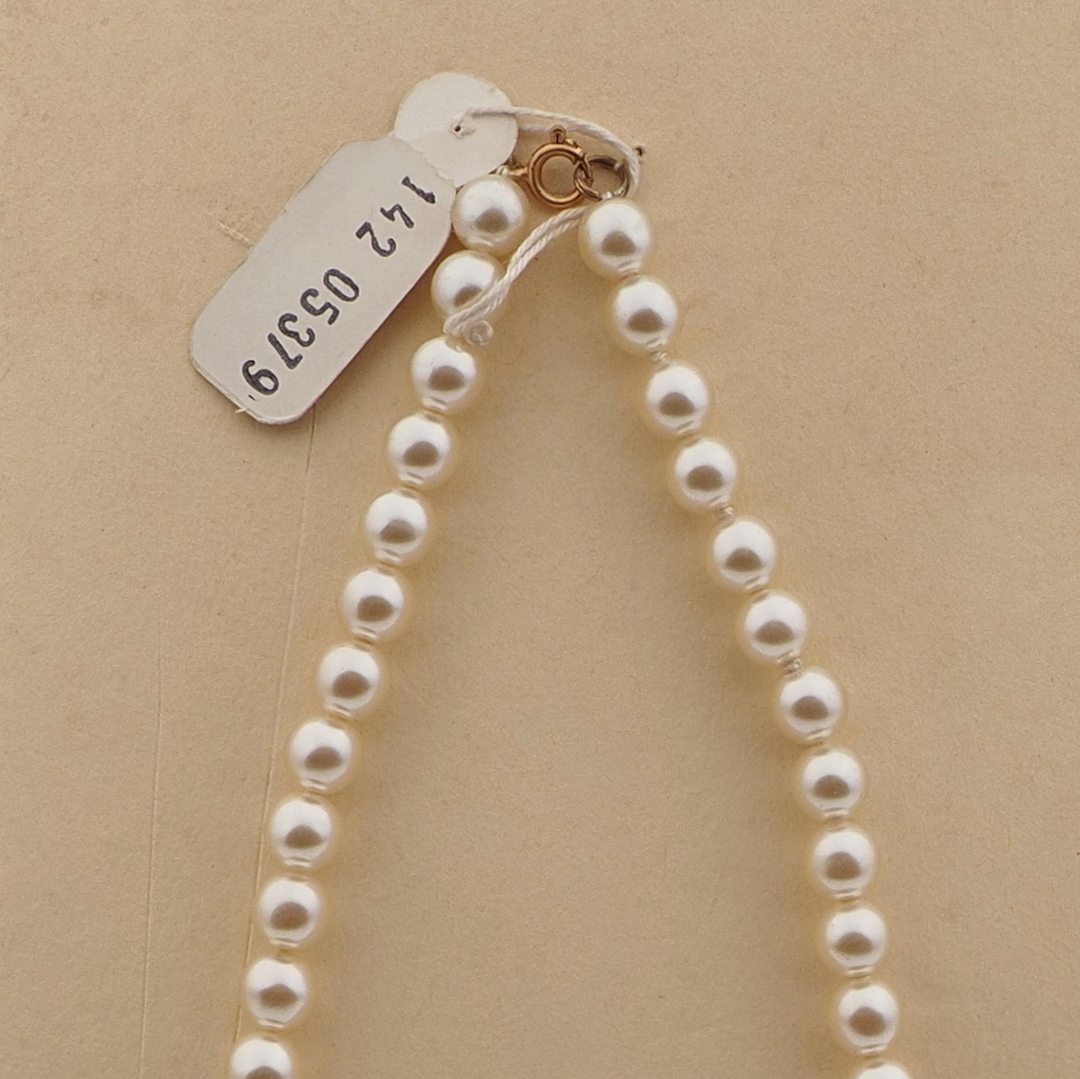 Vintage Czech necklace pearl glass gold plastic beads