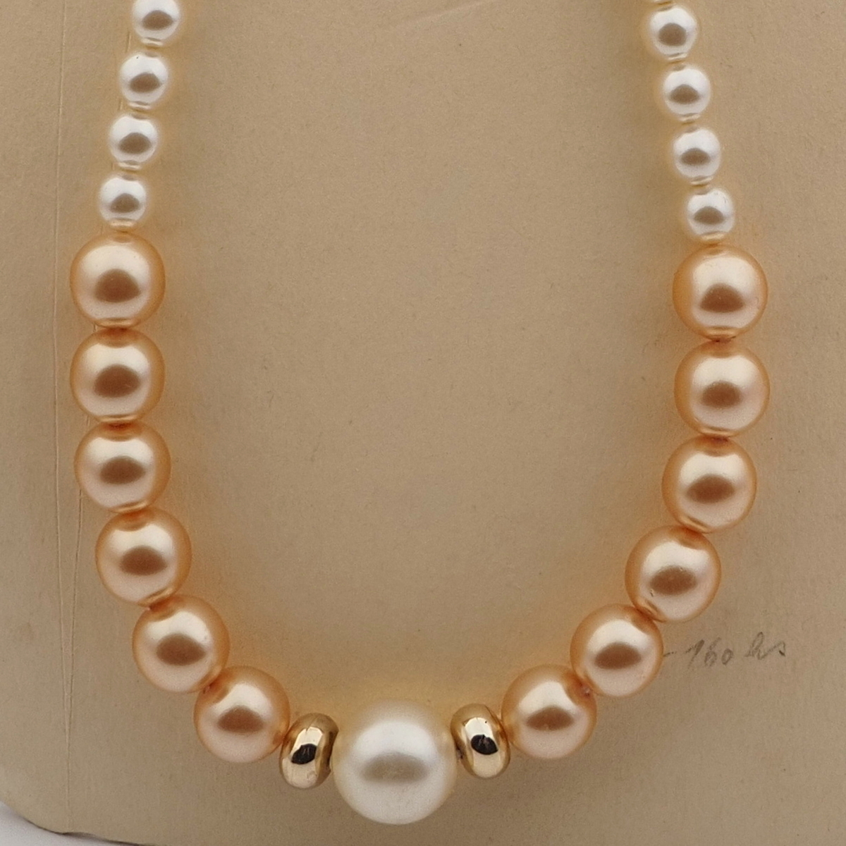 Vintage Czech necklace pearl glass gold plastic beads