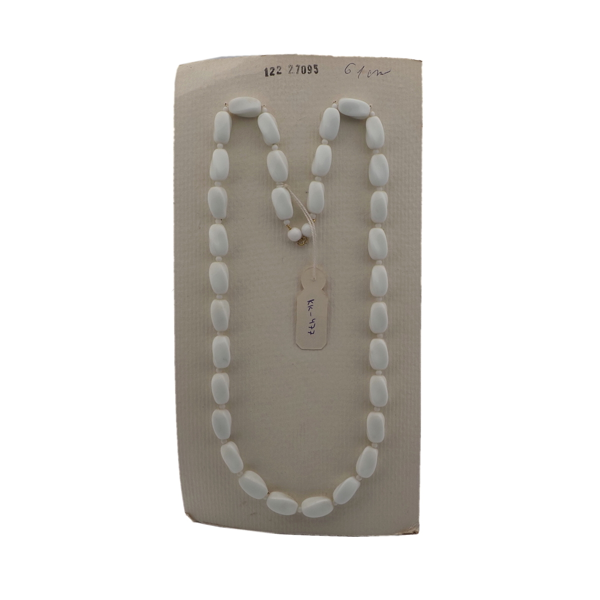 Vintage Czech necklace element white rectangle twist glass beads 24"