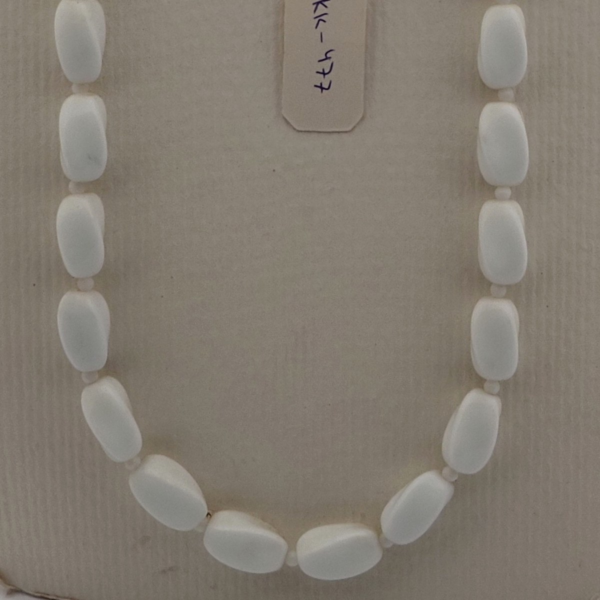 Vintage Czech necklace element white rectangle twist glass beads 24"
