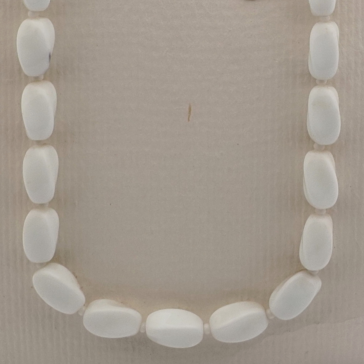 Vintage Czech necklace element white rectangle twist glass beads 24"