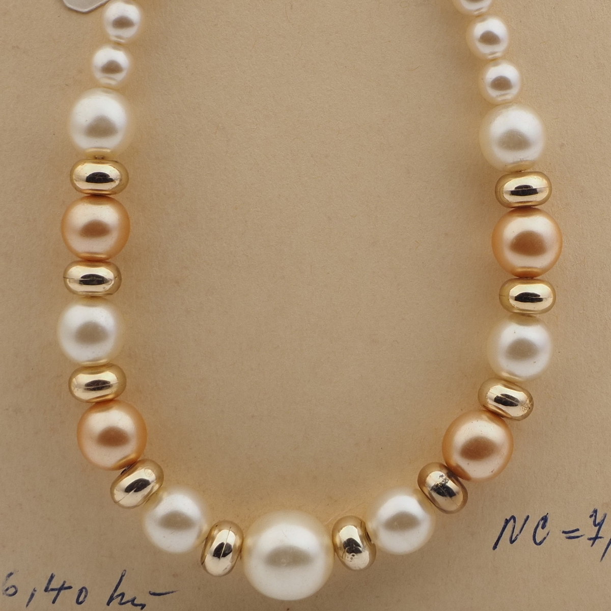 Vintage Czech necklace pearl gold glass plastic beads 