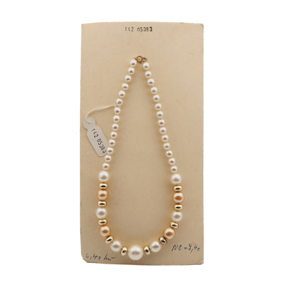 Vintage Czech necklace pearl gold glass plastic beads 