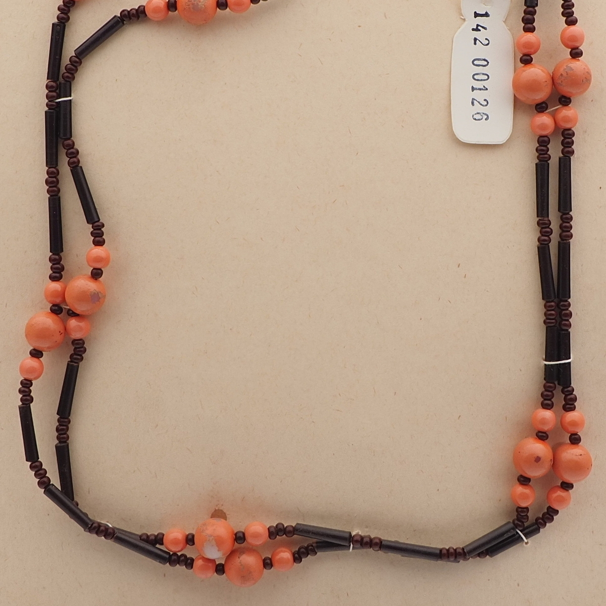Vintage Czech necklace coral orange glass plastic beads 
