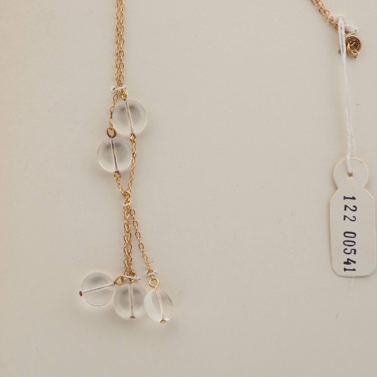 Vintage Czech gold chain necklace clear disc glass beads 