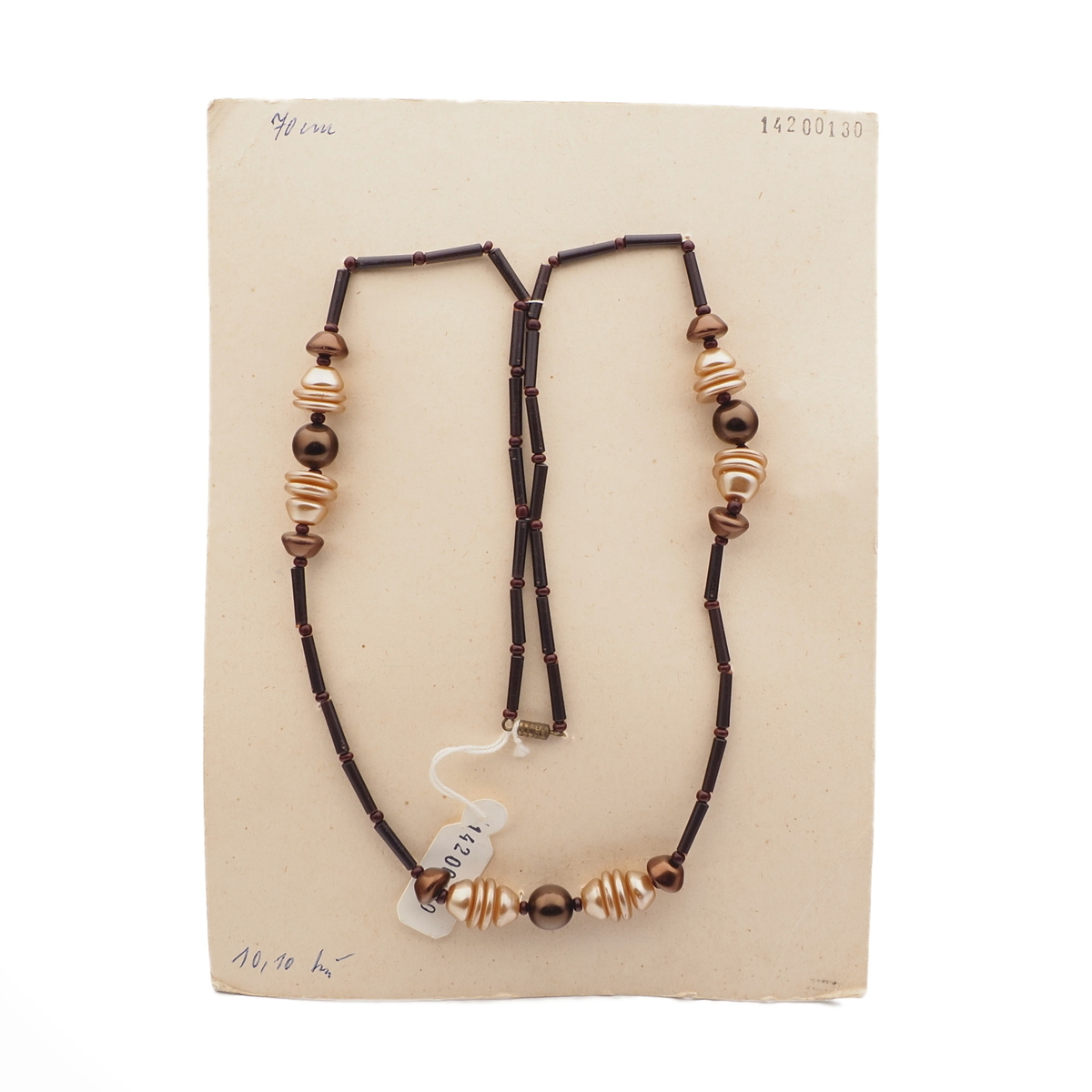 Vintage Czech necklace copper pearl black glass plastic beads 