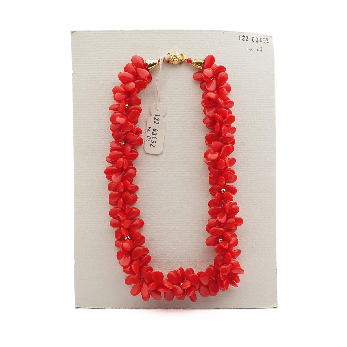 Vintage Czech necklace red leaf cluster glass beads 