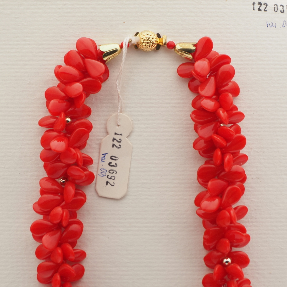 Vintage Czech necklace red leaf cluster glass beads 