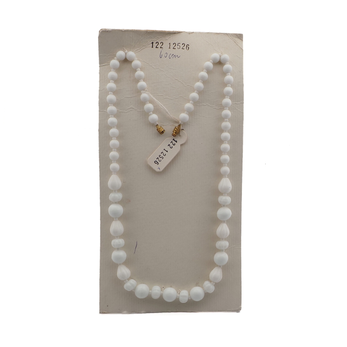 Vintage Czech necklace white rondelle flower melon glass beads 