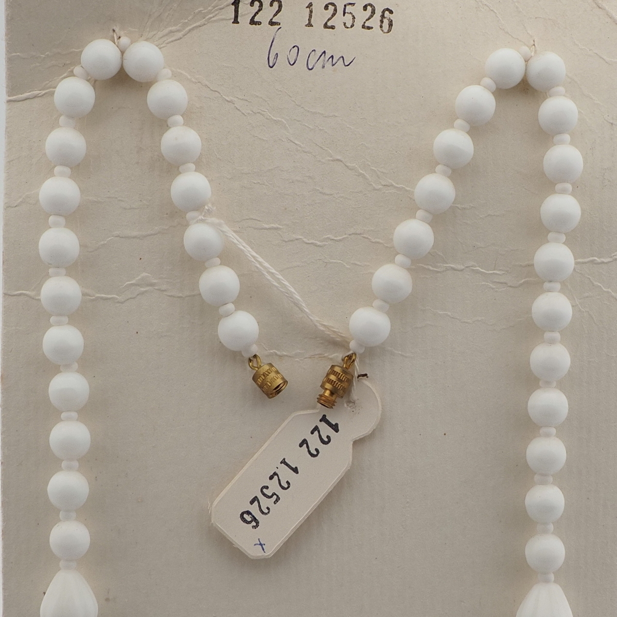 Vintage Czech necklace white rondelle flower melon glass beads 