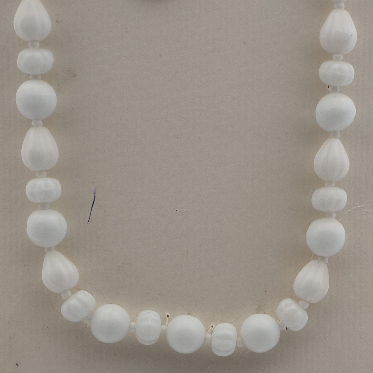 Vintage Czech necklace white rondelle flower melon glass beads 