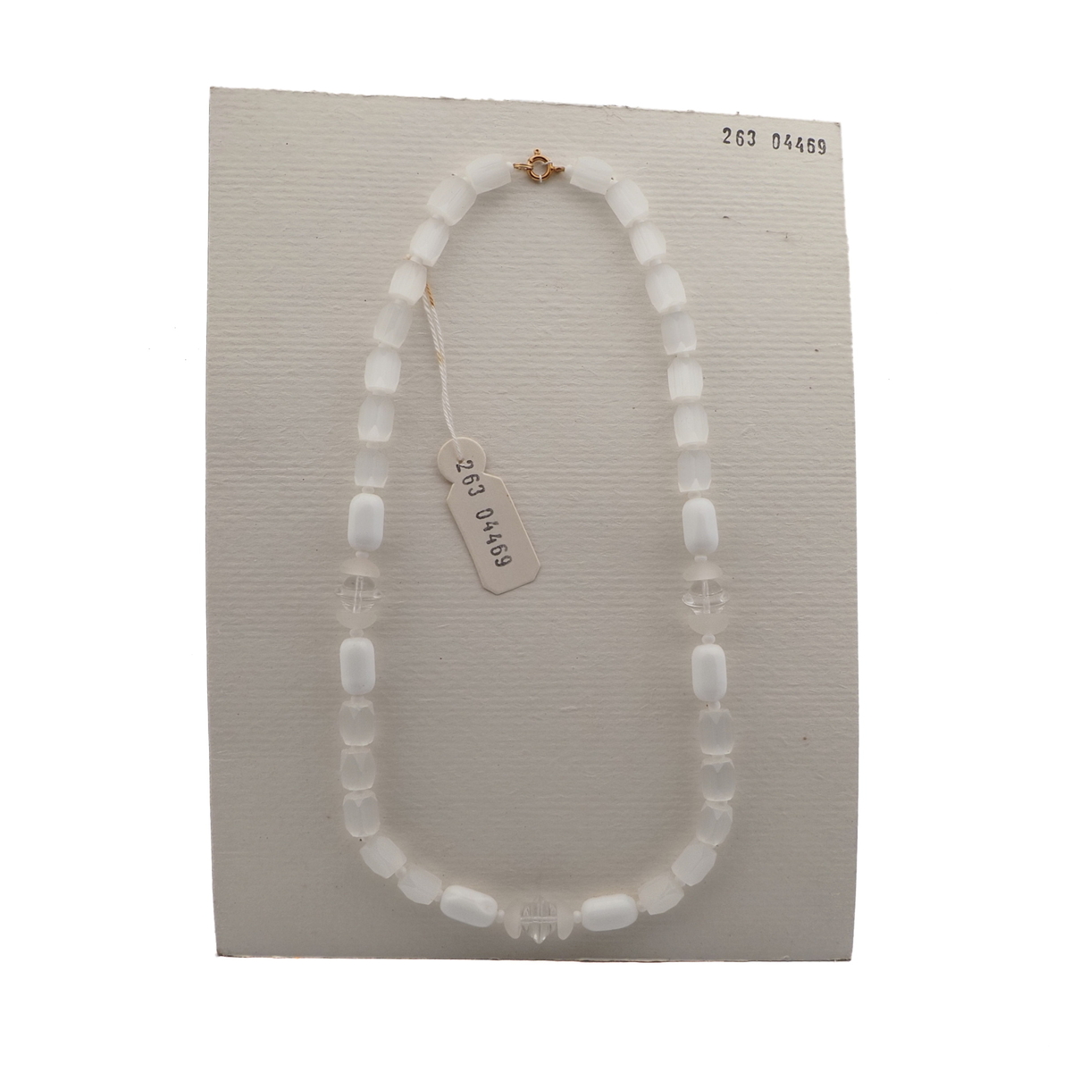 Vintage Czech necklace frost satin atlas bugle white glass beads 